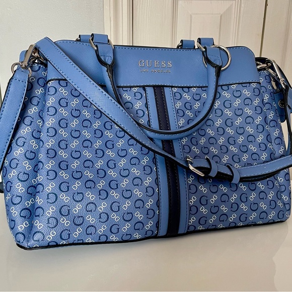 Guess | Bags | Guess Blue Satchel With Silver Hardware | Poshmark